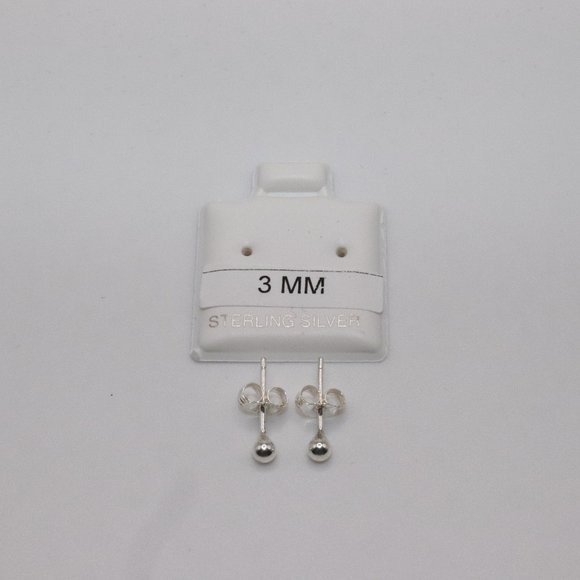 925 Sterling Silver Genuine Round Ball Stud Earrings 3mm / Pair / Men Women Kids - Picture 3 of 7